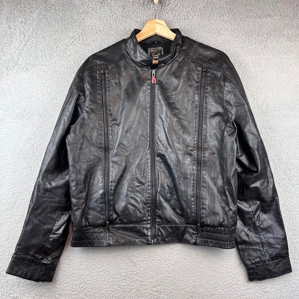 Vintage Hein Gericke Black Leather Motorcycle Jacket Men's Size 38 Pockets